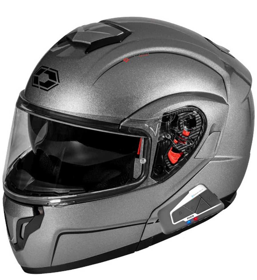 Castle X Atom SV Modular Street Bluetooth Helmet Gloss Titanium