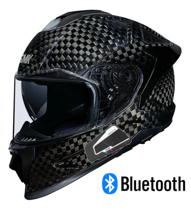 SMK Titan V2 Carbon Gloss Black Full Face Bluetooth Helmet