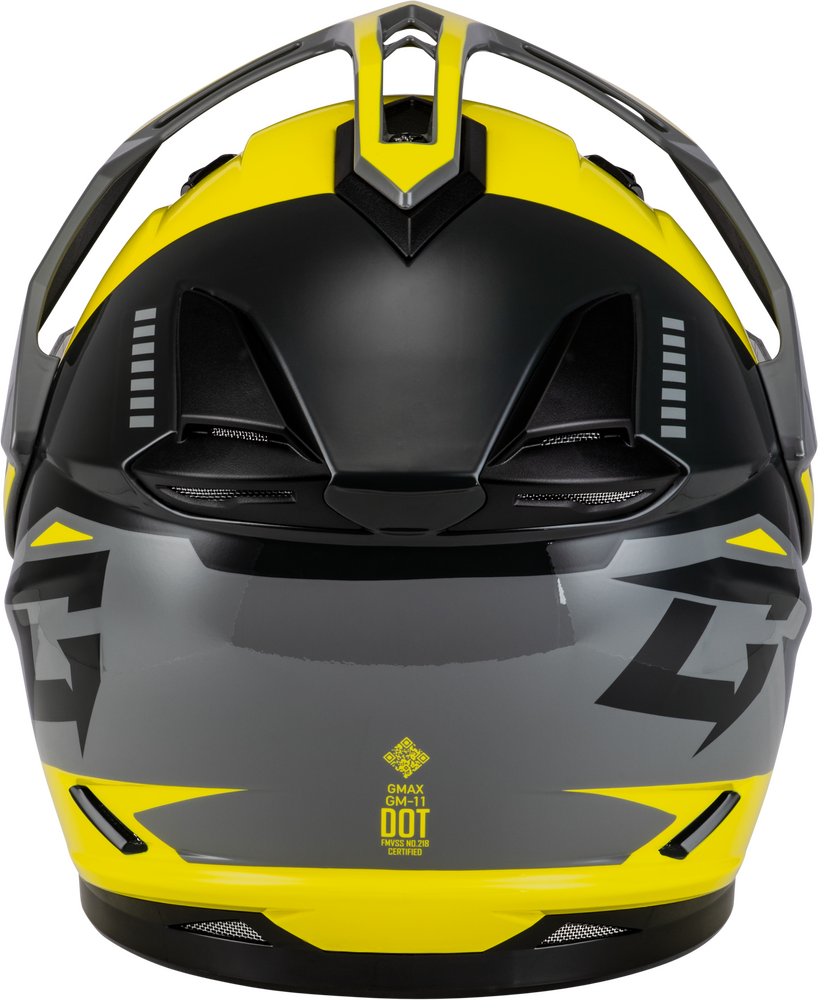 Gmax GM-11S Ronin Snow Helmet Yellow Grey Electric Shield