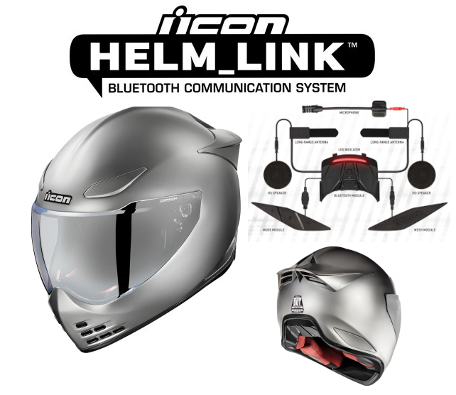 Icon Domain Full Face Bluetooth Helmet Cornelius Silver
