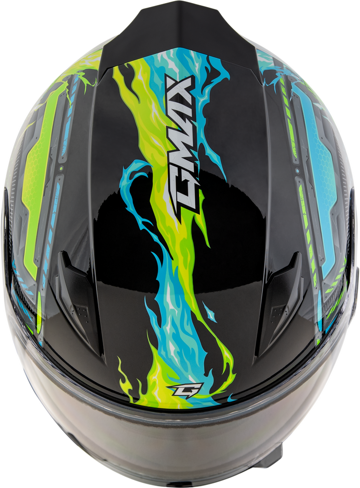 Gmax GM-49Y Youth Snow Helmet Charge Graphic Blue/Green Youth Large
