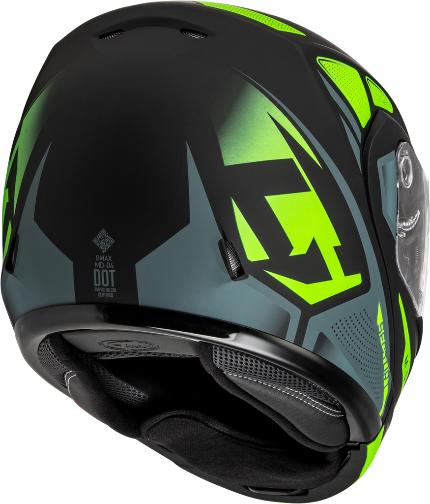 Gmax MD-04 Modular Snow Helmet Sector Green White Electric Shield