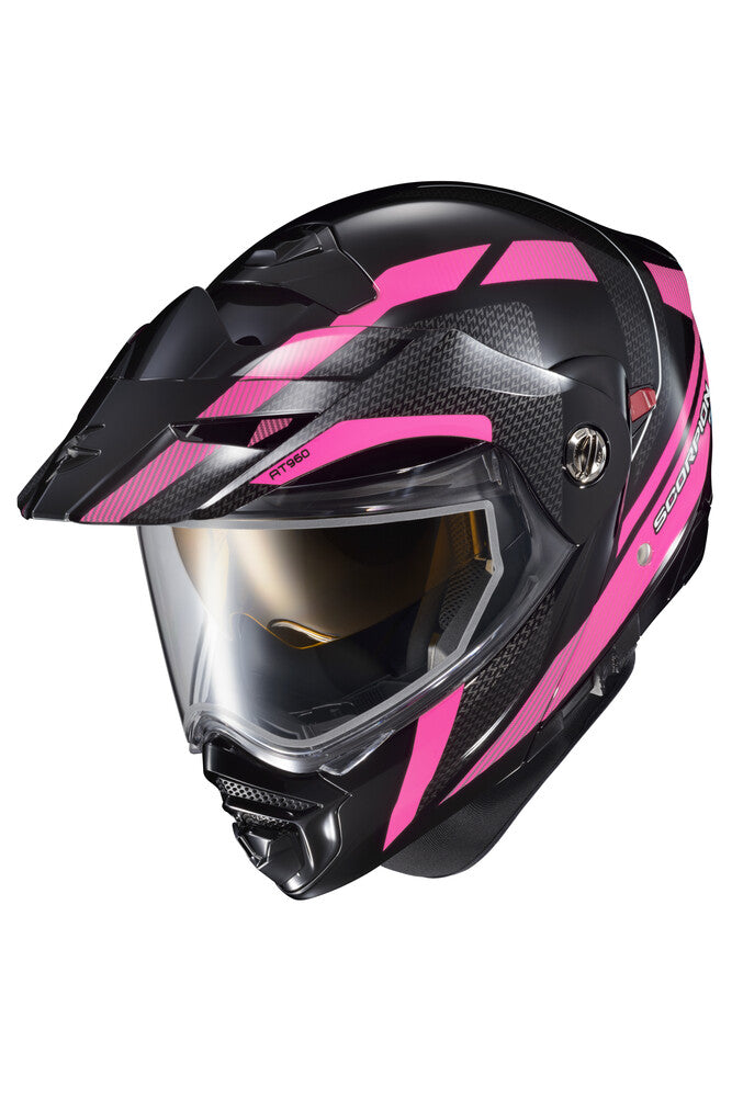 Scorpion EXO-AT960 Dual Sport Snow Helmet Hicks Pink Dual Lens