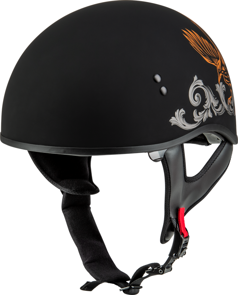 Gmax HH-65 Half Shell Helmet Corvus Matte Black/Silver/orange