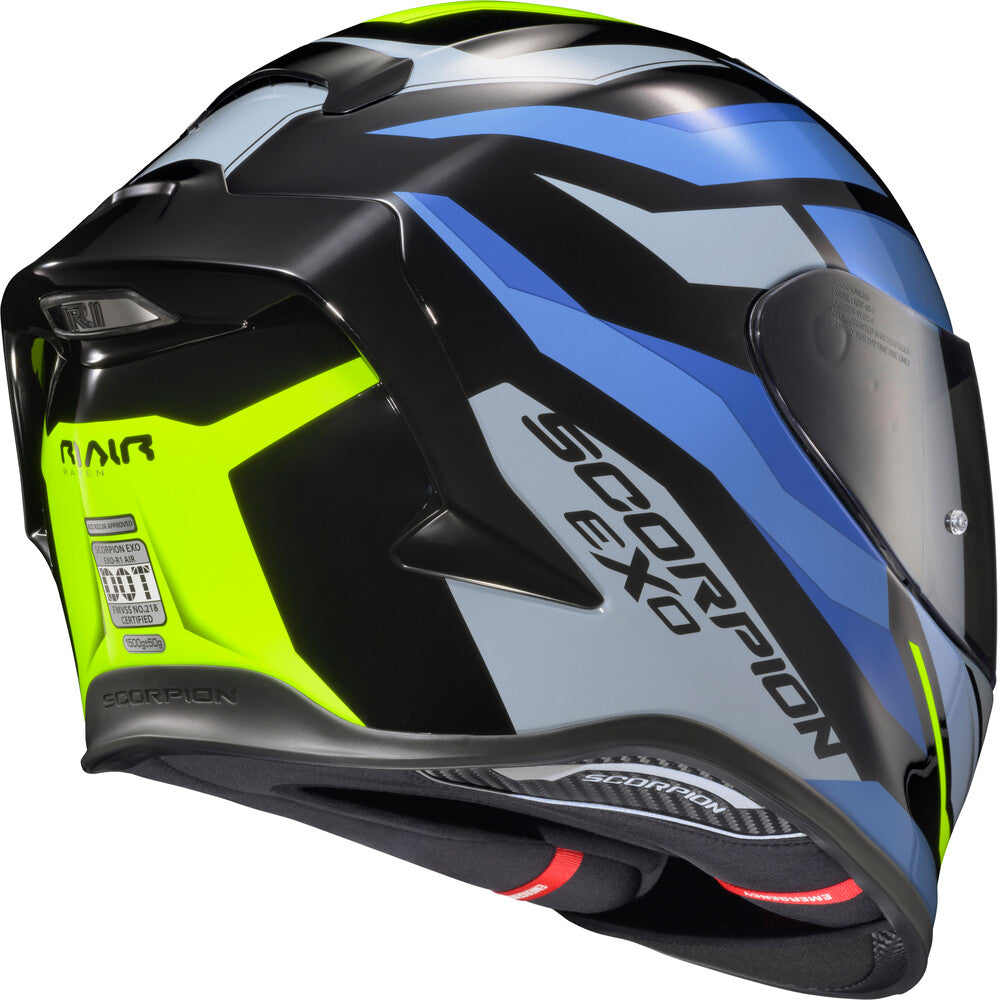 Scorpion EXO EXO-R1 Air Full Face Helmet Raven Black/Blue/Hi Viz