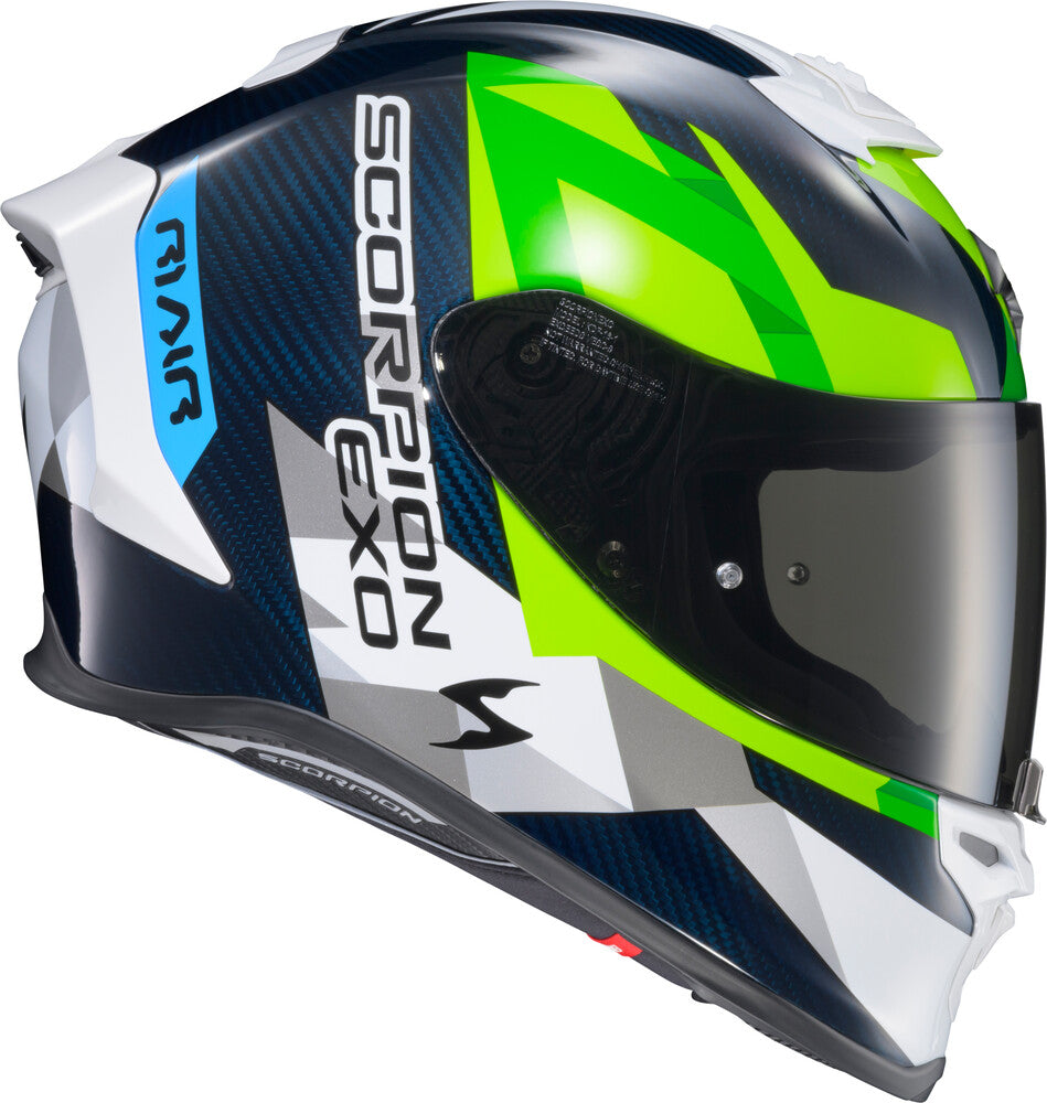 Scorpion EXO EXO-R1 Air Full Face Helmet Carbon Rastor White/Green/Blue