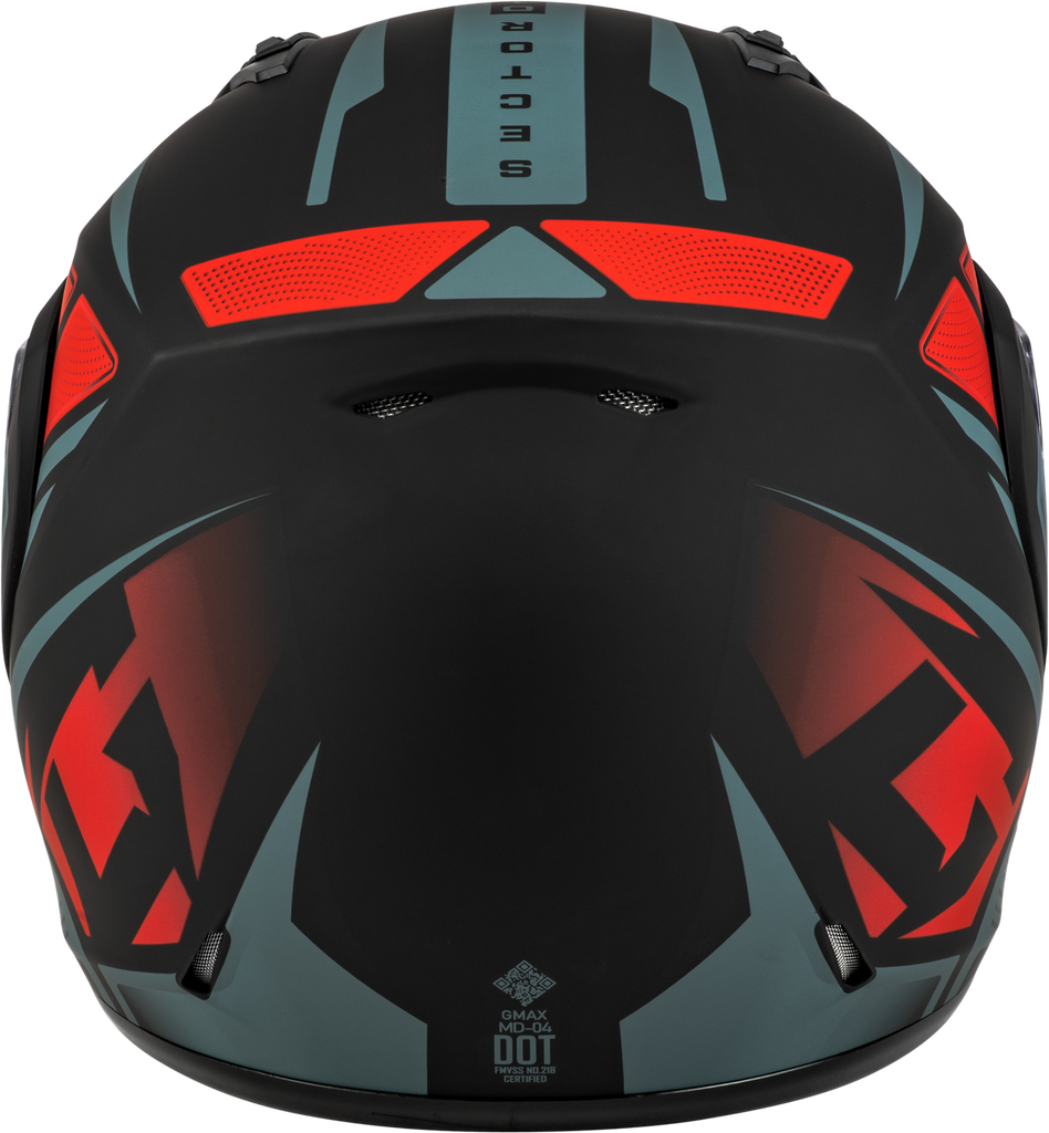 Gmax MD-04 Modular Snow Helmet Sector Matte Black Red Electric Shield