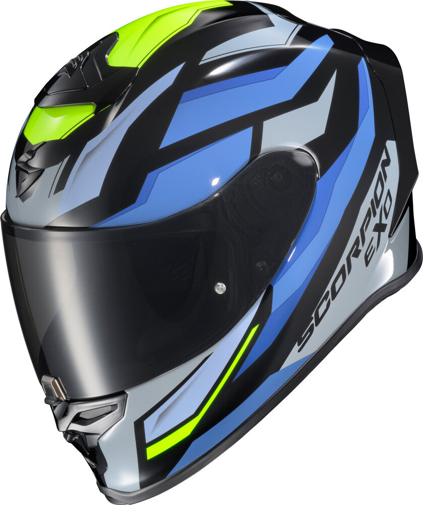 Scorpion EXO EXO-R1 Air Full Face Helmet Raven Black/Blue/Hi Viz
