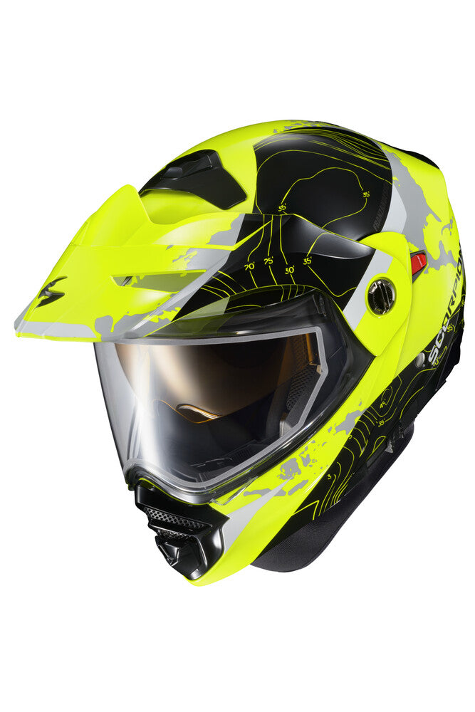 Scorpion EXO-AT960 Dual Sport Snow Helmet Topographc Hi Vis Dual Lens