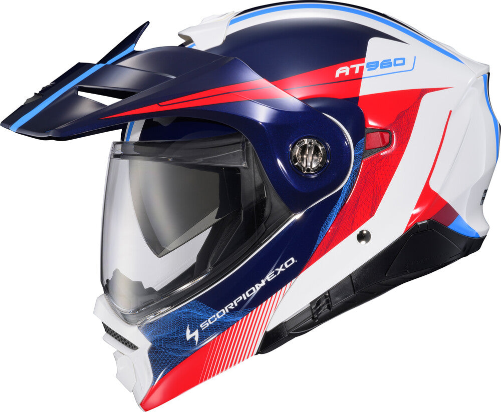 Scorpion EXO-AT960 Dual Sport Modular Helmet Topographic 2 Red/White/Blue