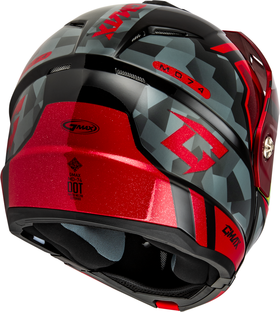 Gmax MD-74 Striker Modular Snow Helmet Black/Grey/Red  Electric Shield