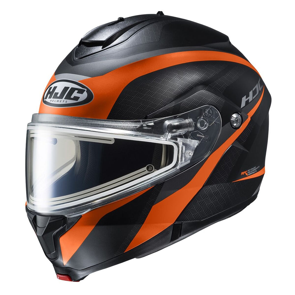 hjc cs-r3 sn black snowmobile helmet with electric shield HJC C91 Modular Snow Helmet Taly Graphic MC7 Orange Electric Shield – HelmetCountry.com