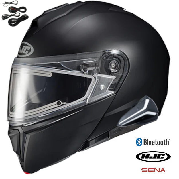 HJC i90  Sena Smart 20B Bluetooth Snow Helmet Matte Black Electric Shield Size 3XL