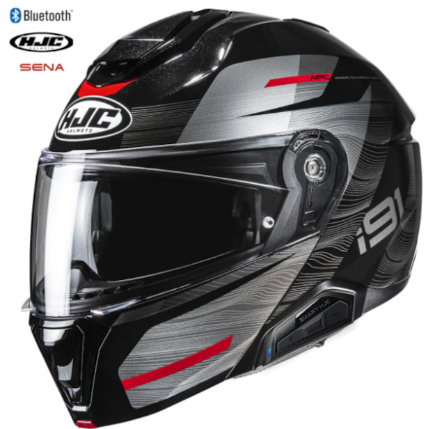 HJC i91 Modular Bluetooth Helmet Dusk MC-1 11b installed