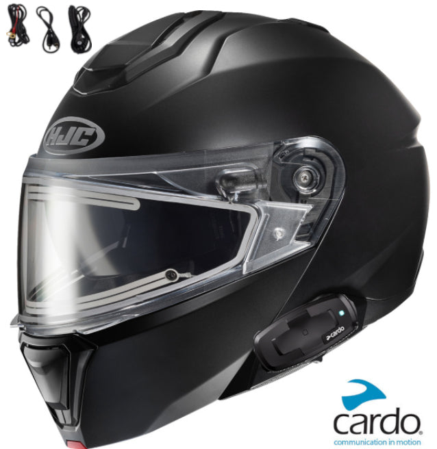 HJC i91 Bluetooth Snow Helmet Matte Black Electric Shield Cardo