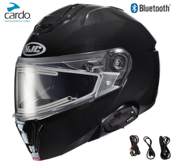 HJC i91 Bluetooth Snow Helmet Gloss Black Electric Shield Cardo