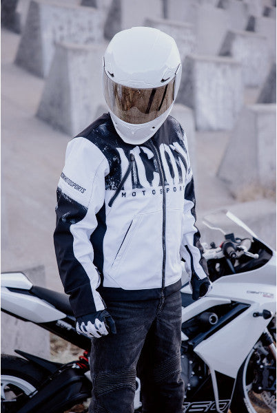 Icon Merc3 Anomlay Motorcycle Jacket White