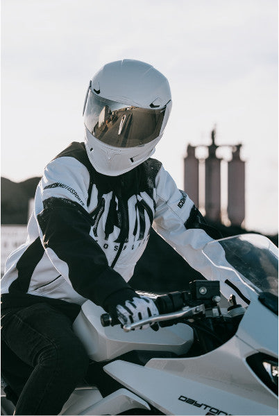 Icon Merc3 Anomlay Motorcycle Jacket White