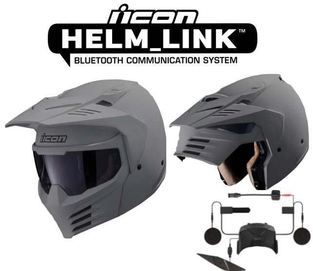 Icon Elsinore Bluetooth Helmet Monotype Gray HelmLink