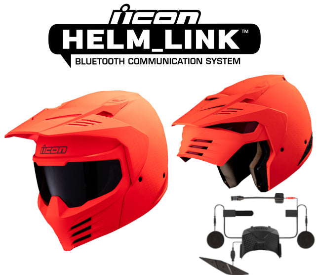 Icon Elsinore Bluetooth Helmet Monotype Red HelmLink
