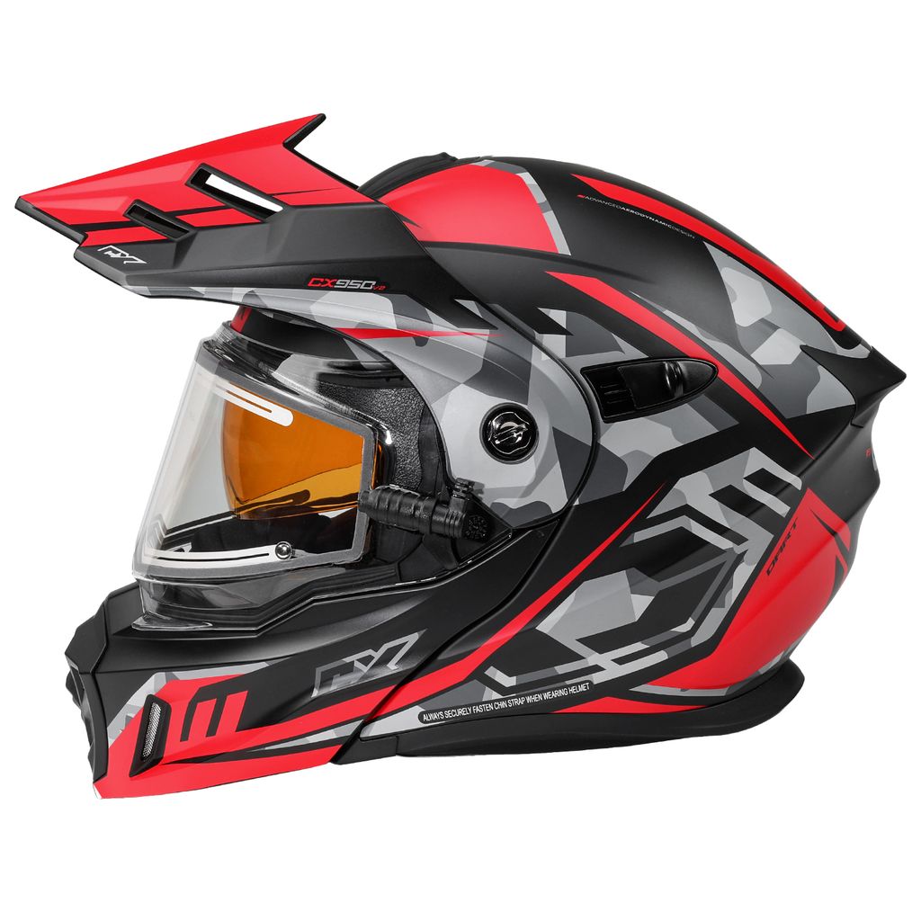 Castle X CX950 V2 Modular Snow Helmet Dart Matte Red/Black Electric Shield