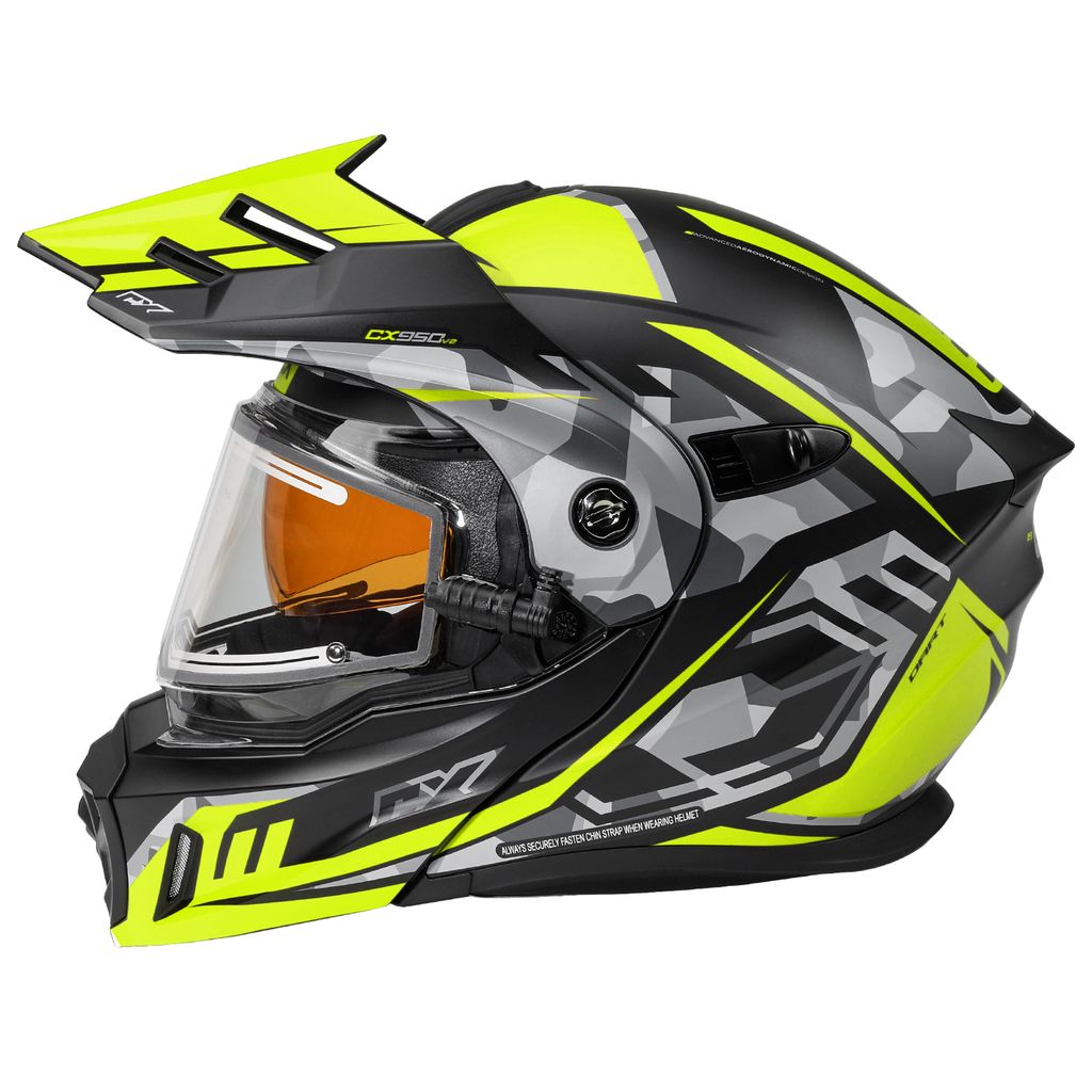 Castle X CX950 V2 Modular Snow Helmet Dart Matte Hi-Vis/Black Electric Shield