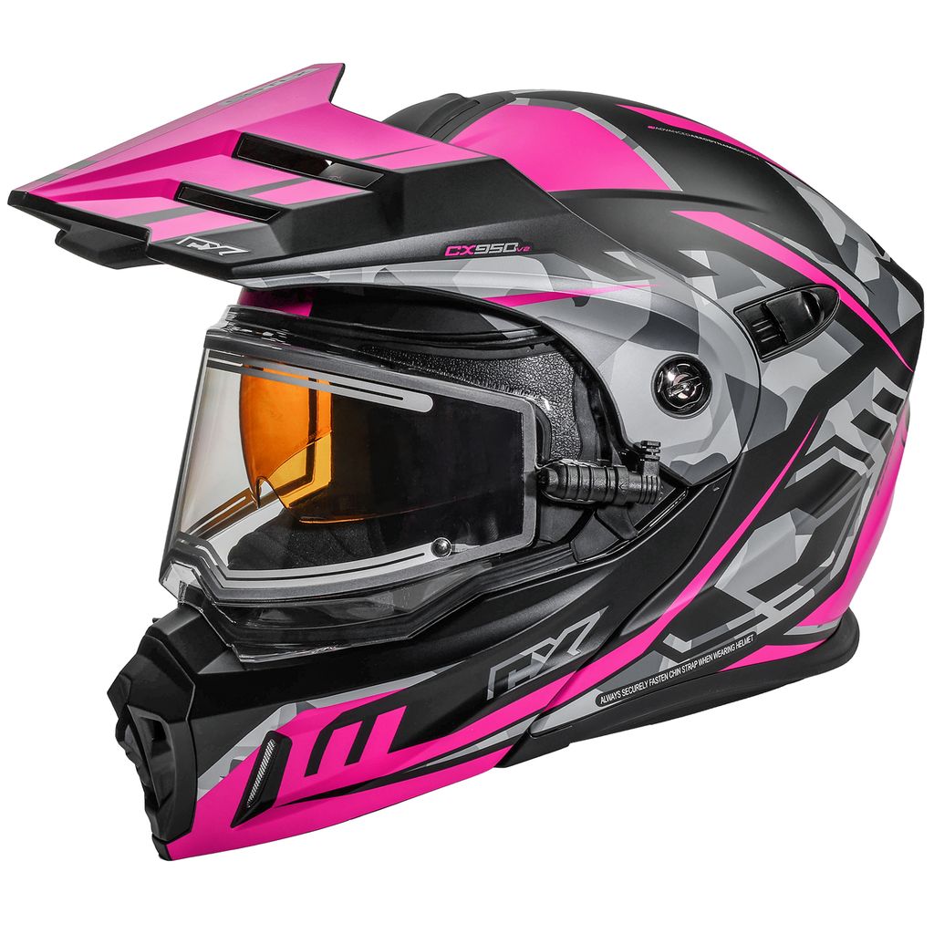 Castle X CX950 V2 Modular Snow Helmet Dart Matte Pink/Black Electric Shield