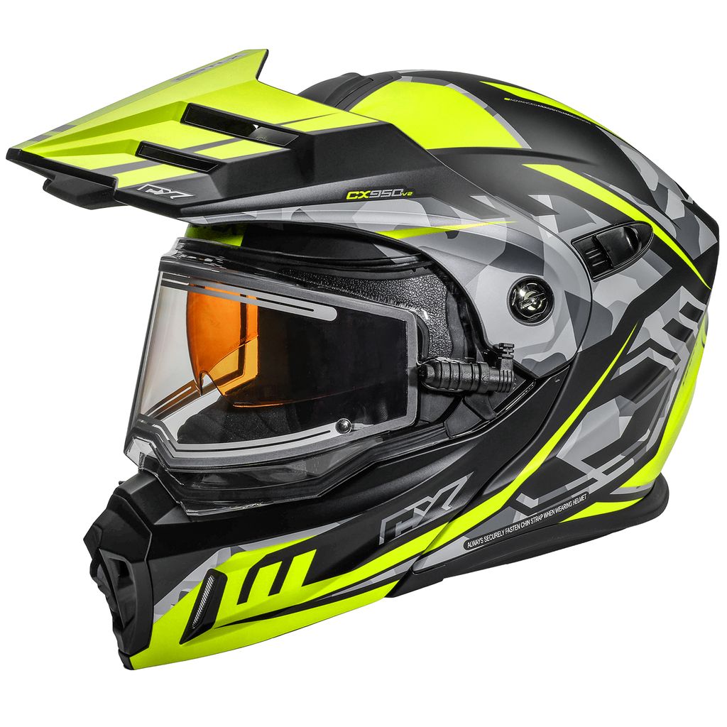 Castle X CX950 V2 Modular Snow Helmet Dart Matte Hi-Vis/Black Electric Shield