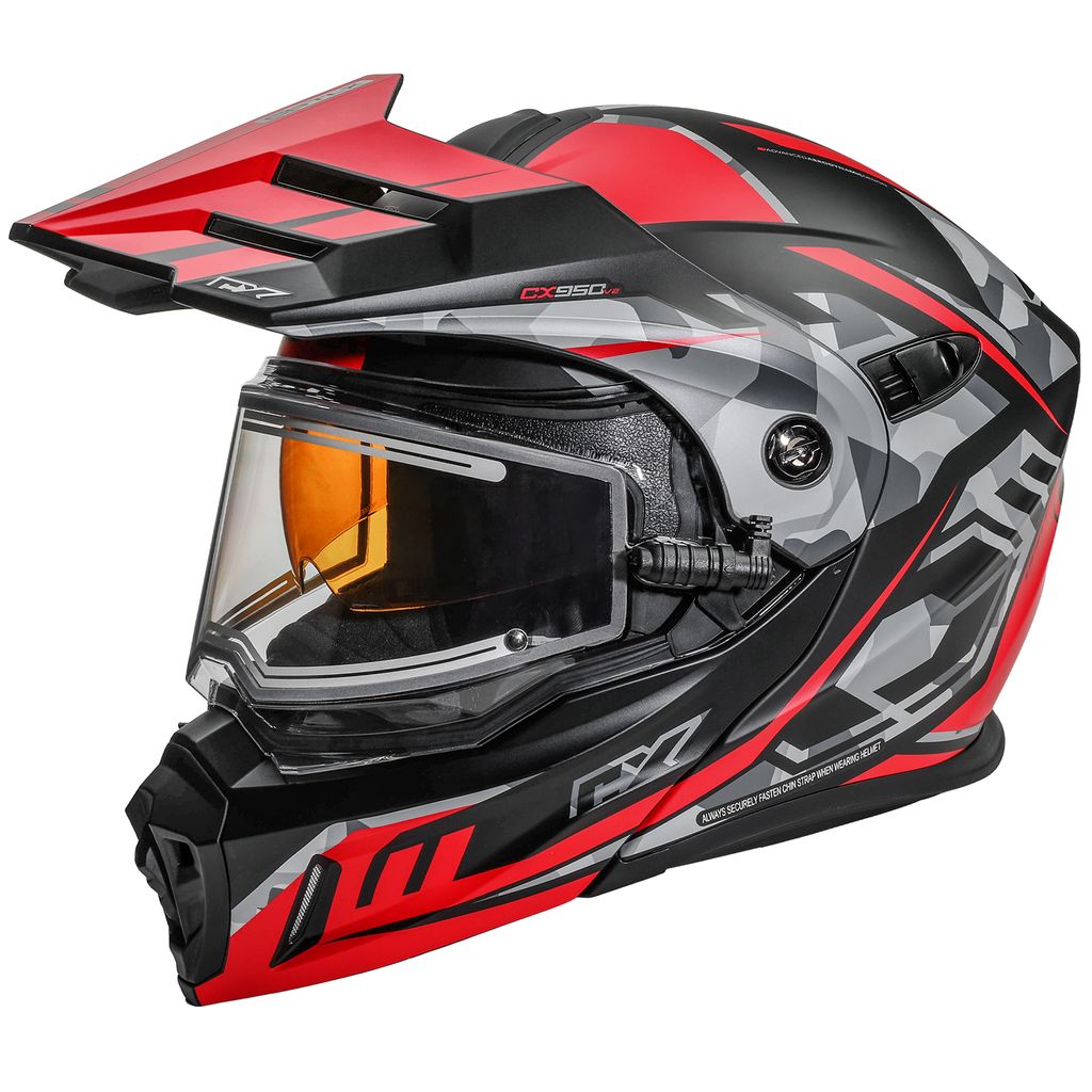 Castle X CX950 V2 Modular Snow Helmet Dart Matte Red/Black Electric Shield