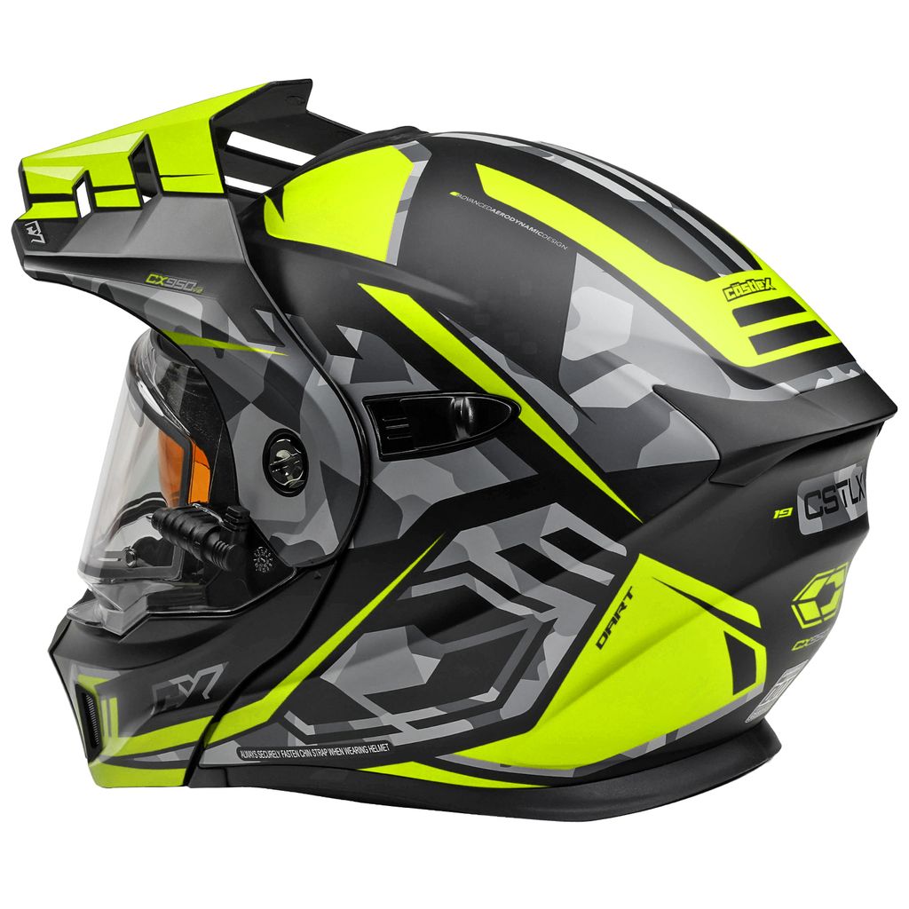 Castle X CX950 V2 Modular Snow Helmet Dart Matte Hi-Vis/Black Electric Shield