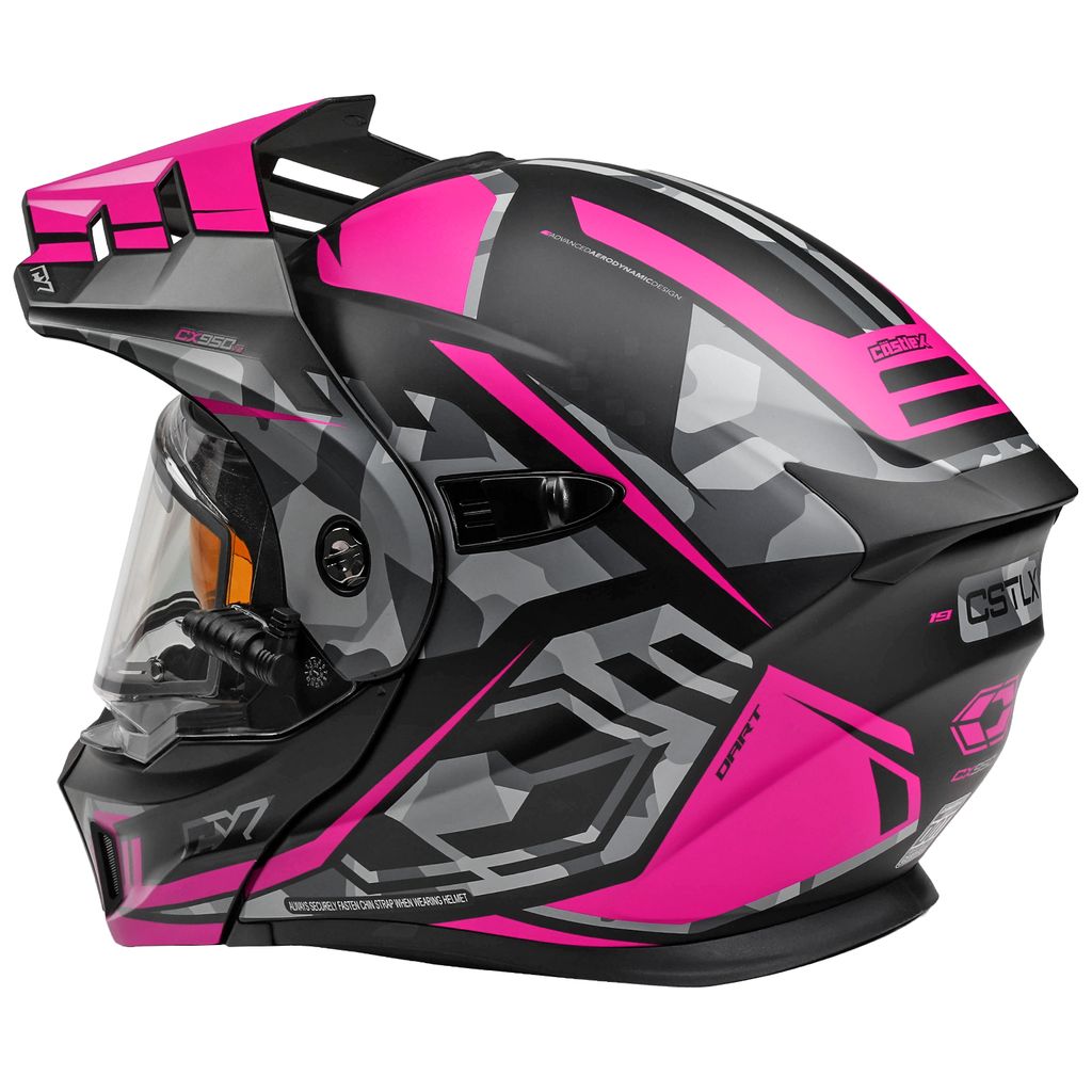 Castle X CX950 V2 Modular Snow Helmet Dart Matte Pink/Black Electric Shield