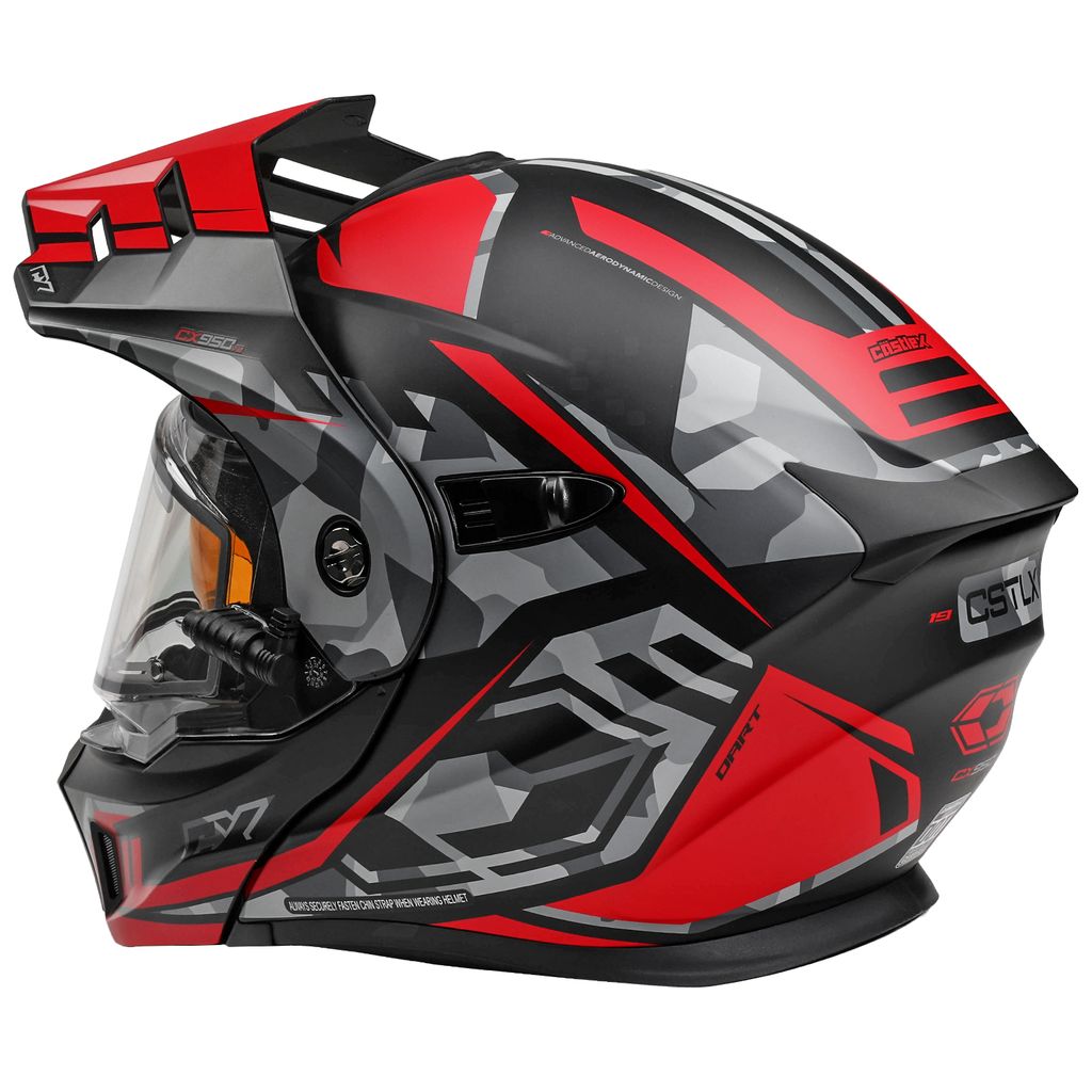 Castle X CX950 V2 Modular Snow Helmet Dart Matte Red/Black Electric Shield