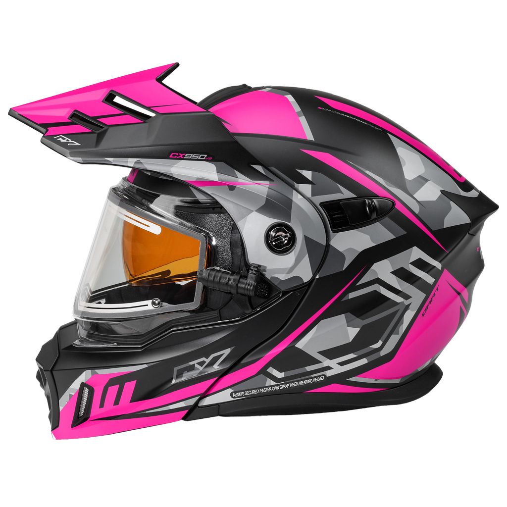 Castle X CX950 V2 Modular Snow Helmet Dart Matte Pink/Black Electric Shield