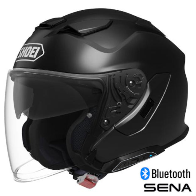 Shoei J-Cruise 3 Open Face Bluetooth Helmet Matte Black SRL 3 Installed