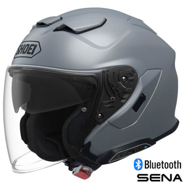 Shoei J-Cruise 3 Open Face Bluetooth Helmet Basalt Grey SRL 3 Installed