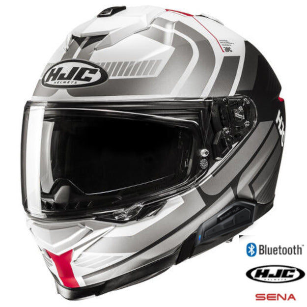 HJC i71 Full Face Bluetooth Helmet Viz MC-1SF 11b Installed