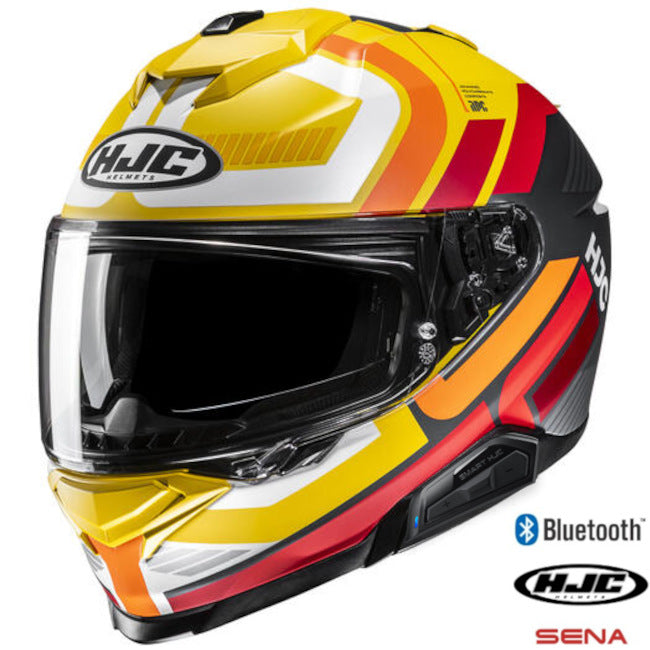 HJC i71 Full Face Bluetooth  Helmet Viz MC-3SF 11b Installed