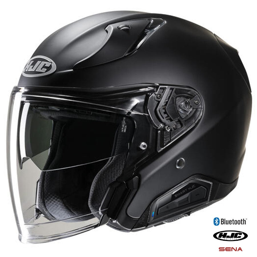 HJC RPHA 31 Open Face Bluetooth Helmet Matte Black 11b installed