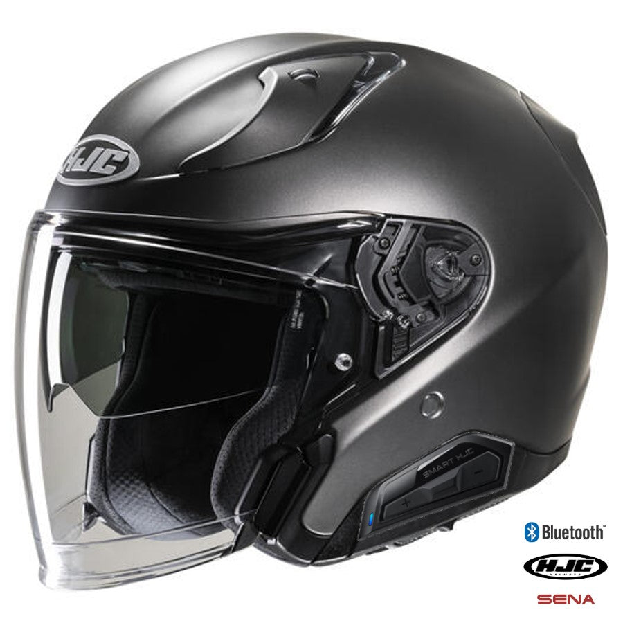 HJC RPHA 31 Open Face Bluetooth Helmet Titanium 11b installed