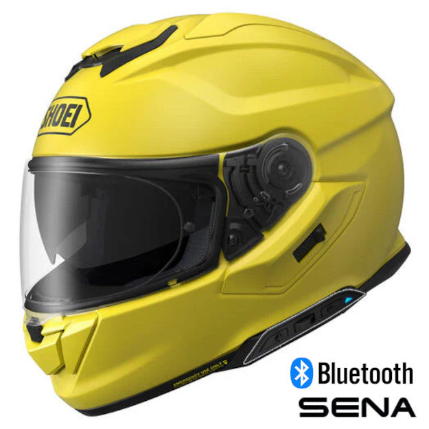 Shoei GT-Air 3 Full Face Bluetooth Helmet Brilliant Yellow SRL 3 Installed