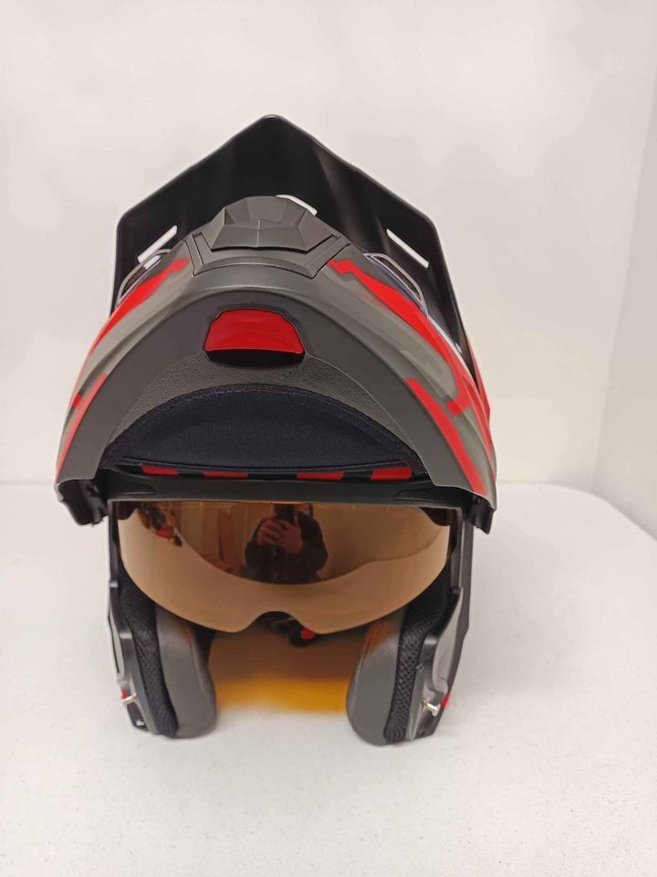 Scorpion EXO-AT950 Dual Sport Helmet Ellwood Red Amber Shield
