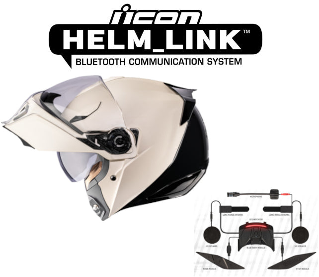 Icon Threshold Bluetooth Helmet Steady State White HelmLink