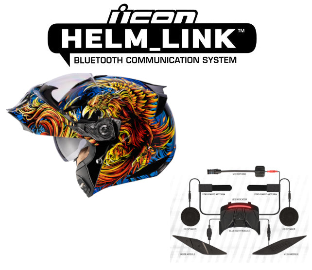 Icon Threshold Bluetooth Helmet Burn Birdie Burn Blue HelmLink