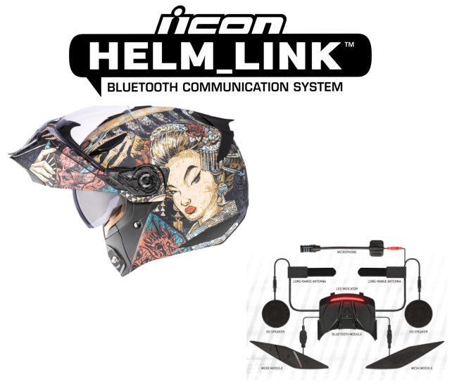 Icon Threshold Bluetooth Helmet Odokuro Black HelmLink