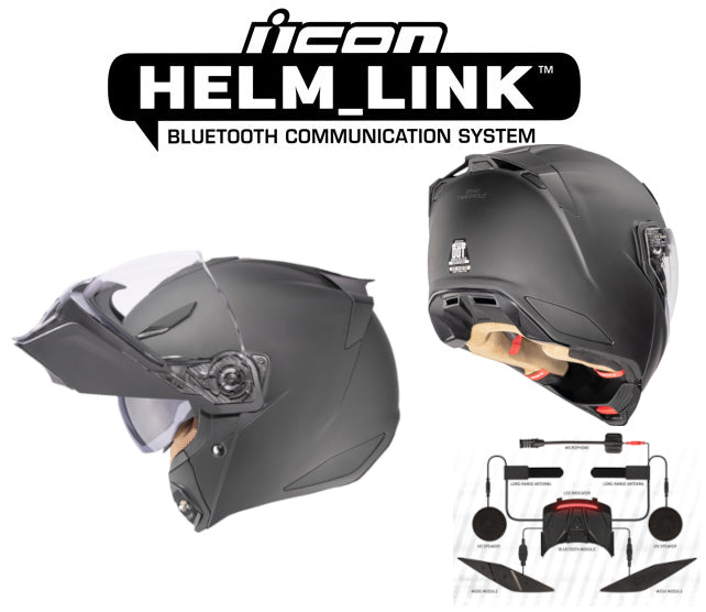 Icon Threshold Bluetooth Helmet Matte Black HelmLink