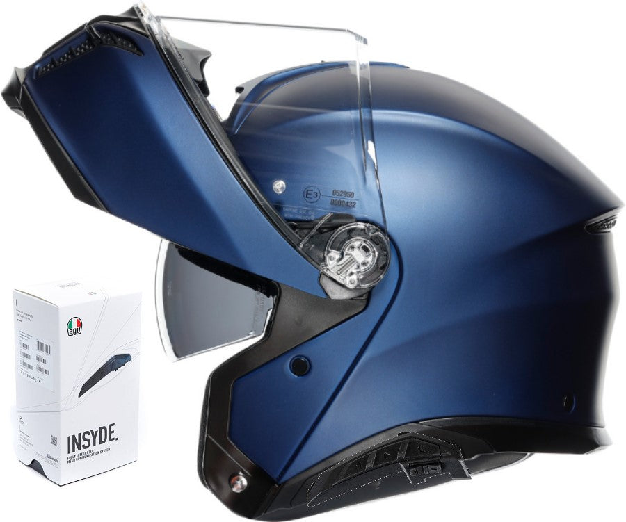 AGV Tourmodular Modular Helmet Galassia Matte Blue Cardo Insyde Installed