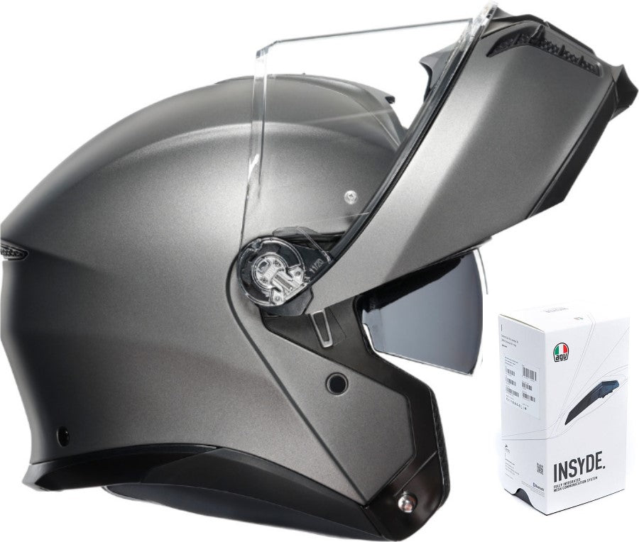 AGV Tourmodular Modular Helmet Luna Matte Gray Cardo Insyde Installed