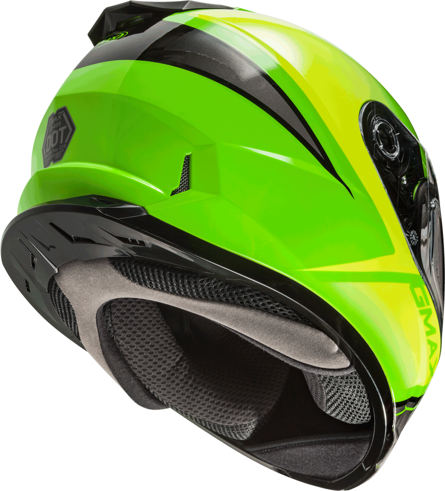 Gmax FF-49S Full Face Helmet Hail Neon Green Hi Vis Black Dual Lens