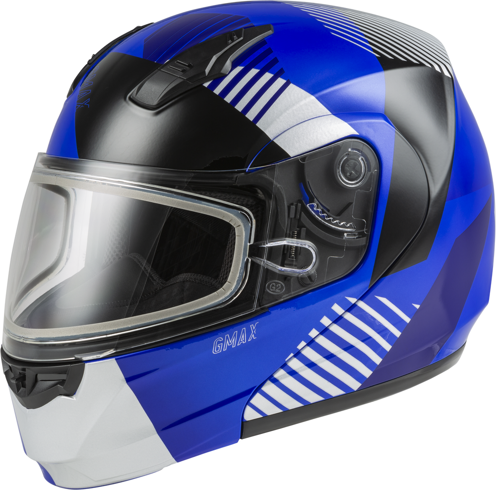 Gmax MD-04 Modular Snow Helmet Reserve Blue Silver Black Electric Shield