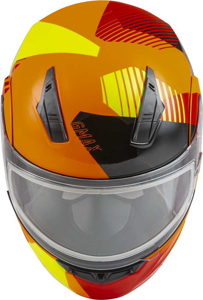 Gmax MD-04 Modular Snow Helmet Reserve Neon Orange Hi Vis Dual Lens